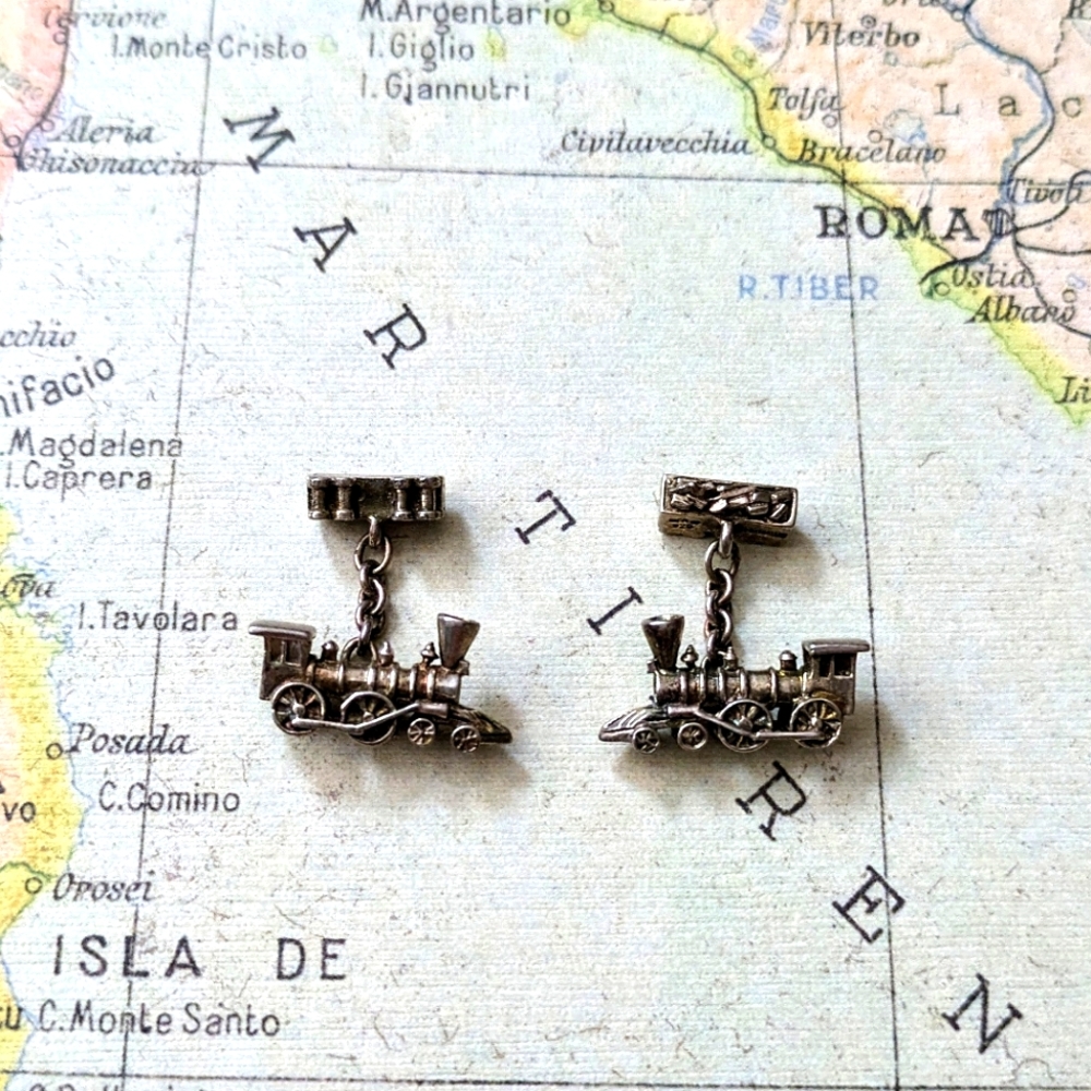 Museum of Fine Arts Boston Sterling Silver Engine & Caboose Train Cufflinks